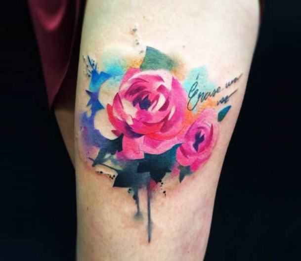 Lovely Rose Flower Womens Forearms Tattoo