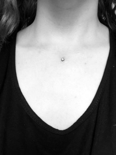 Lovely Sexy Chest Dermal Piercing Ideas For Women