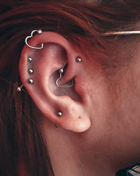 Lovely Silver Heart Trendy Constellation Cartilage Ear Piercing Ideas For Girls