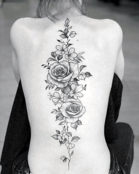 Lovely Spine Tattoo Women