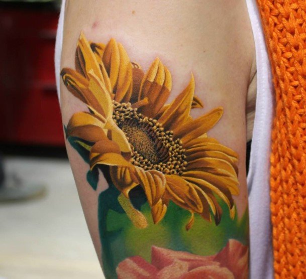 Lovely Sunflower Tattoo Womens Arms
