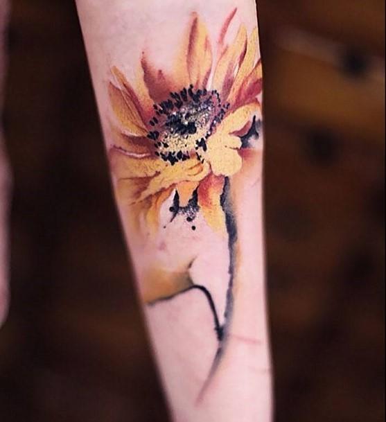 Lovely Sunflower Tattoo Womens Forearms