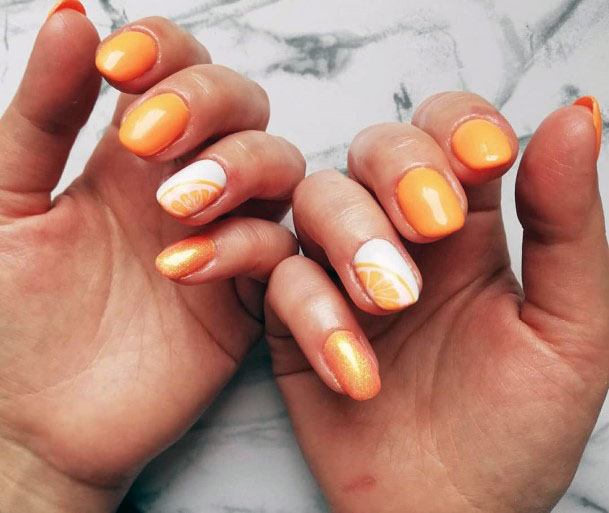 Lovely Sweet Delicious Orange Citrus Nail Ideas For Girls