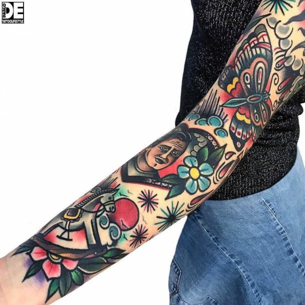 Lovely Traditional Tattoo Womens Sleeves
