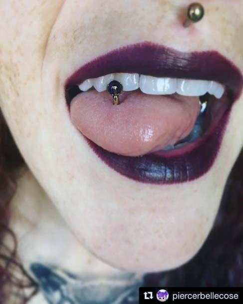 Lovely Trendy Tongue Ring Gold Medusa Body Piercing Inspiration For Women