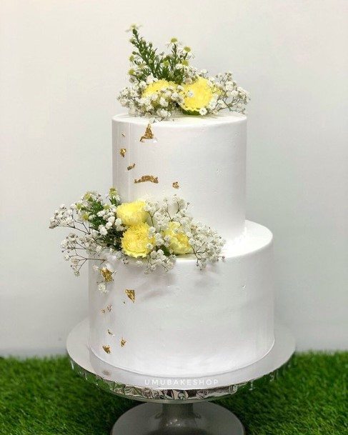 Lovely White 2 Tier Wedding Cake