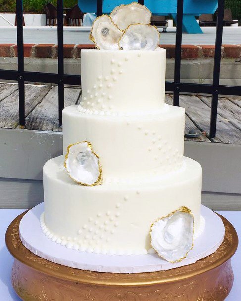 Lovely White Crystals And Beach Wedding Cake Women