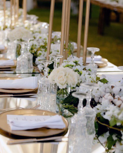 Lovely White Green Flower Centerpiece Decoration Wedding Reception Ideas