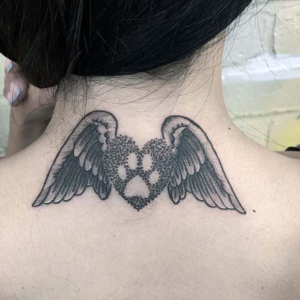 Lovely Winged Angel Tattoo Womens Back