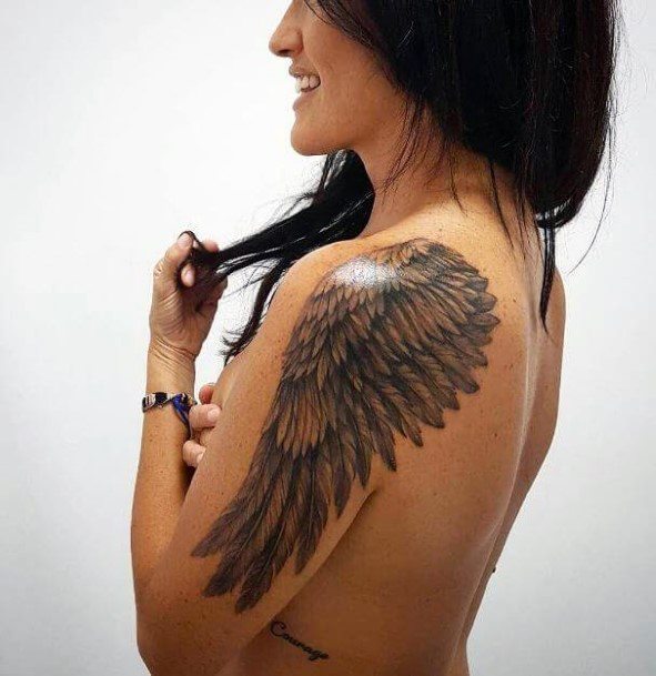 Lovely Wings Tattoo Womens Half Sleeve