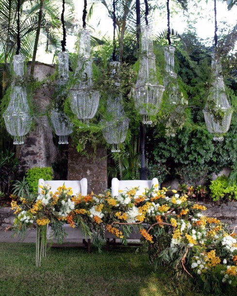 Lovely Yellow Wedding Flowers On Sofa