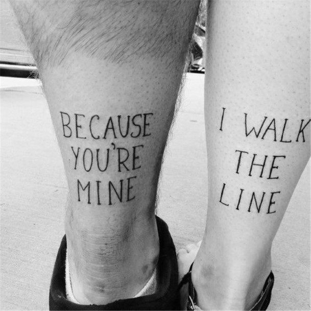 Loving Quote Couple Tattoo On Ankles