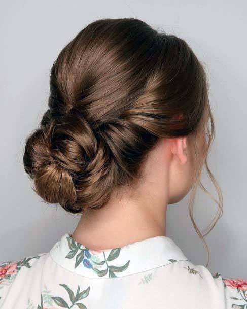 Low Bun Wrapped Hairstyle Updo For Women Pretty Elegant Refined