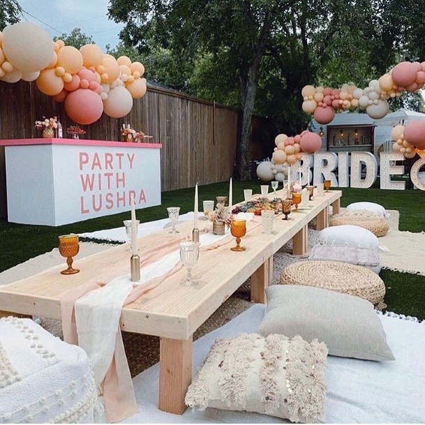 Low Height Table With Cushioned Seats Wedding Shower Decorations