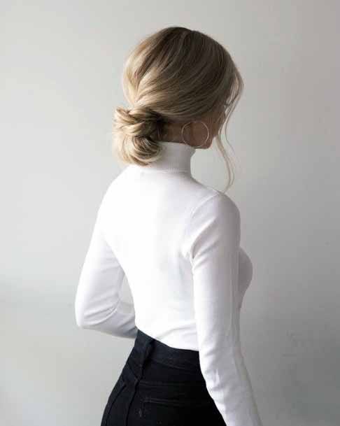 Low Neck Bun Hairstyle Women