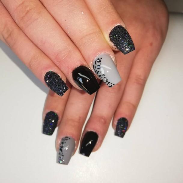 Luscious Designs Womens Black And Grey Nail Ideas