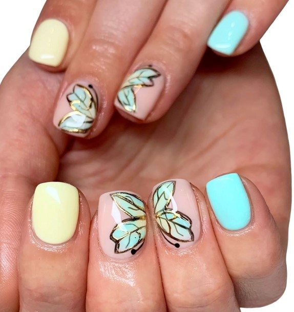 Luscious Designs Womens Blue And Yellow Nail Ideas