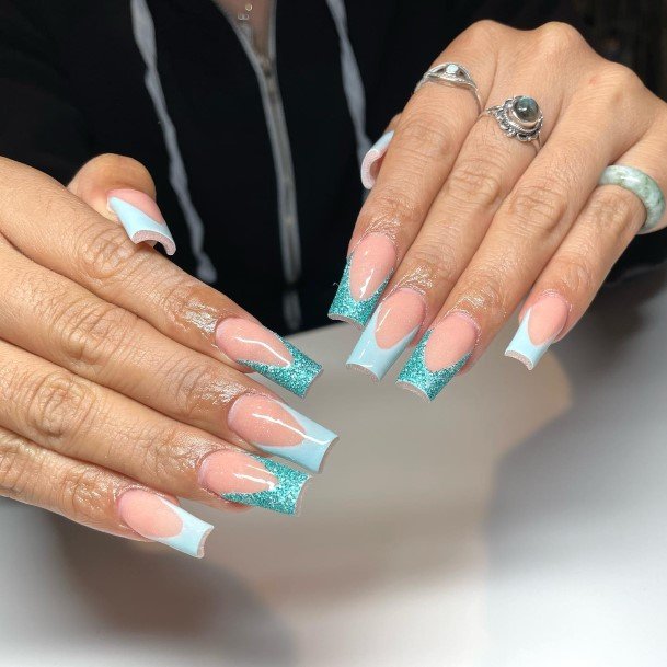 Luscious Designs Womens Blue French Tip Nail Ideas