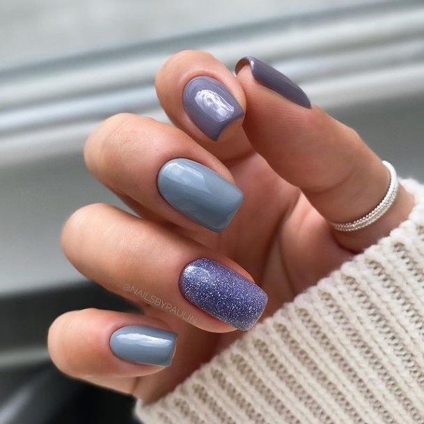 Luscious Designs Womens Blue Winter Nail Ideas