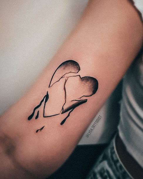 Luscious Designs Womens Broken Heart Tattoo Ideas Shaded