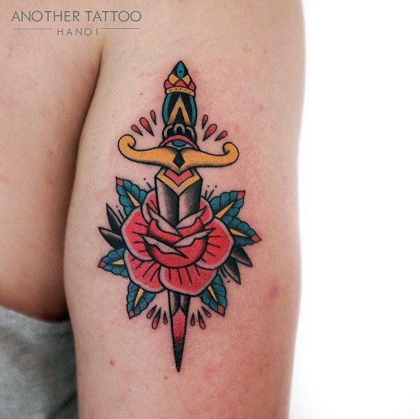 Luscious Designs Womens Dagger Rose Tattoo Ideas