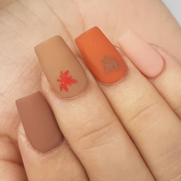 Luscious Designs Womens Fall Leaf Nail Ideas