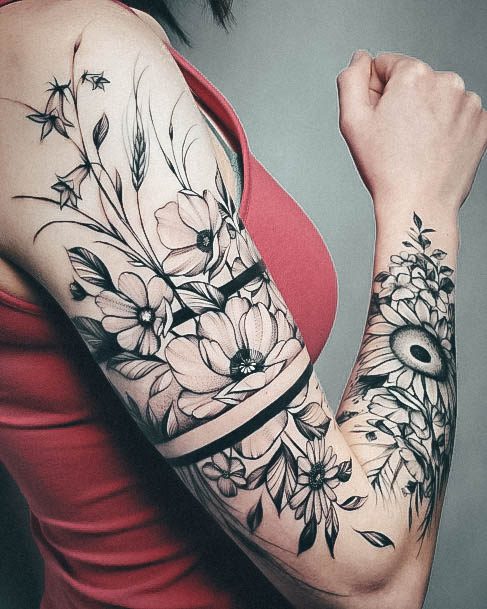 Luscious Designs Womens Flower Sleeve Tattoo Ideas