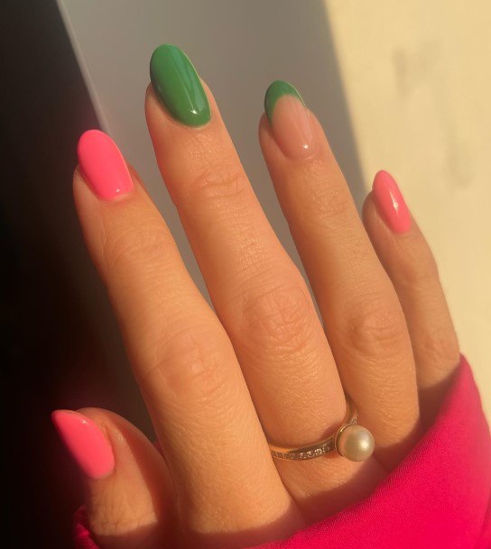 Luscious Designs Womens Green And Pink Nail Ideas