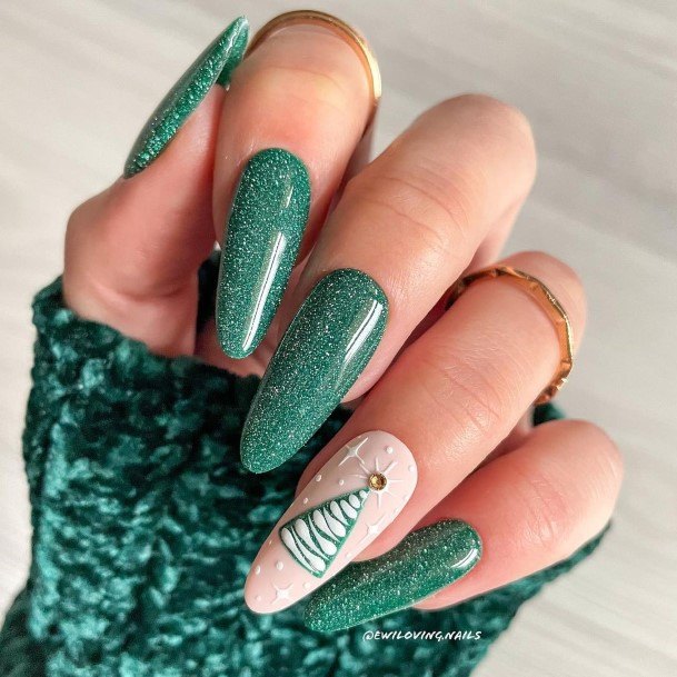 Luscious Designs Womens Green And White Nail Ideas