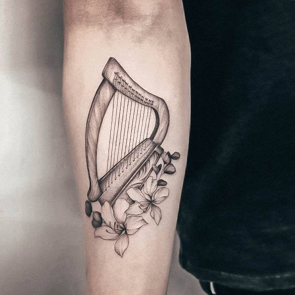 Luscious Designs Womens Harp Tattoo Ideas