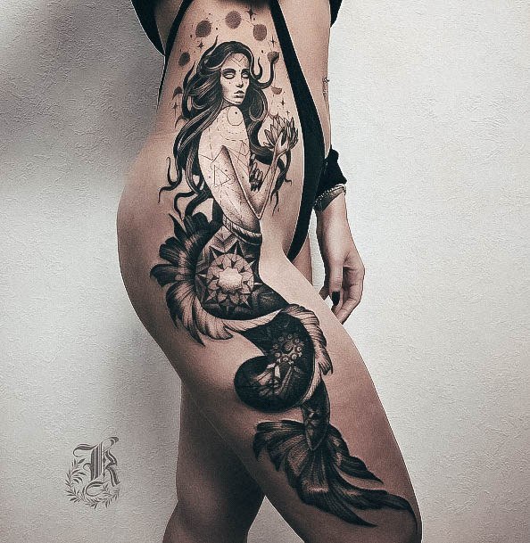 Luscious Designs Womens Mermaid Tattoo Ideas Hips