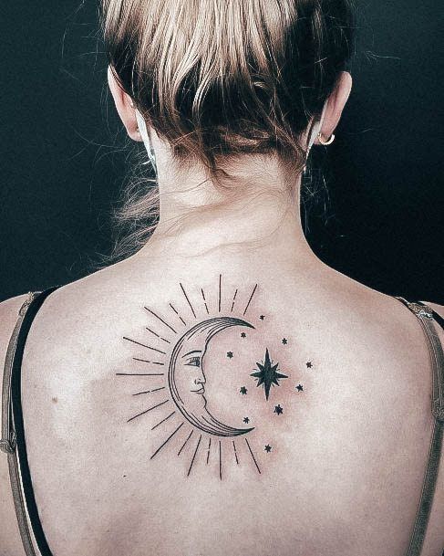 Luscious Designs Womens Moon And Stars Tattoo Ideas