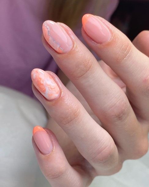 Luscious Designs Womens Orange And White Nail Ideas