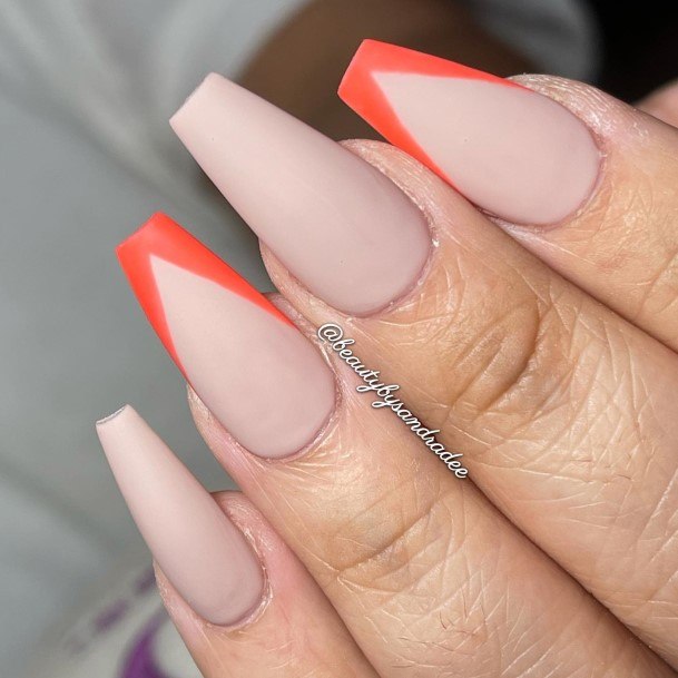 Luscious Designs Womens Orange French Tip Nail Ideas