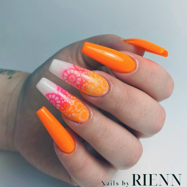 Luscious Designs Womens Orange Nail Ideas