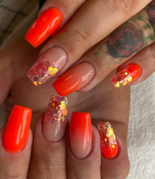 Luscious Designs Womens Orange Ombre Nail Ideas