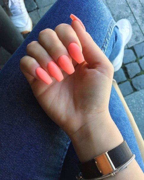 Luscious Designs Womens Peach Matte Nail Ideas