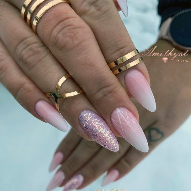 Luscious Designs Womens Pink Ombre With Glitter Nail Ideas