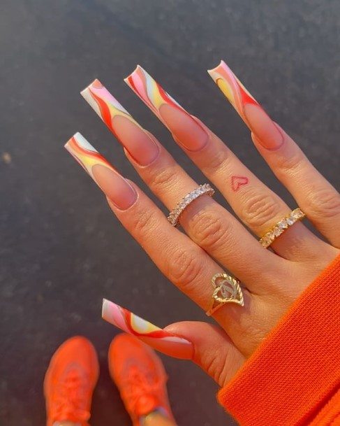 Luscious Designs Womens Red And Yellow Nail Ideas