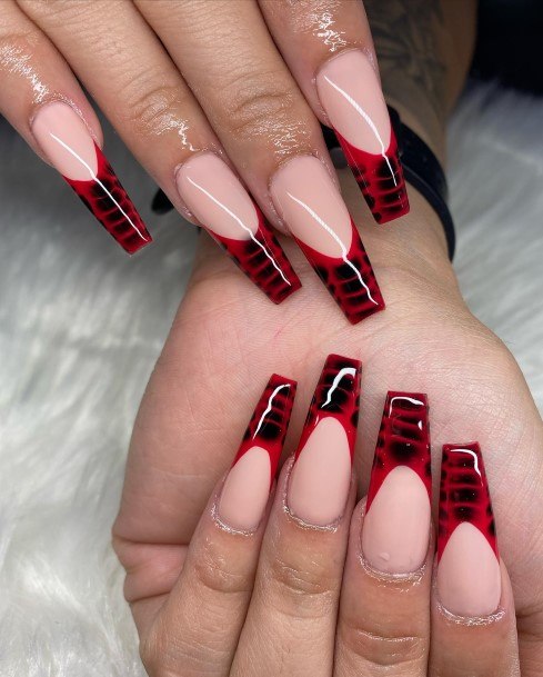 Luscious Designs Womens Red French Tip Nail Ideas