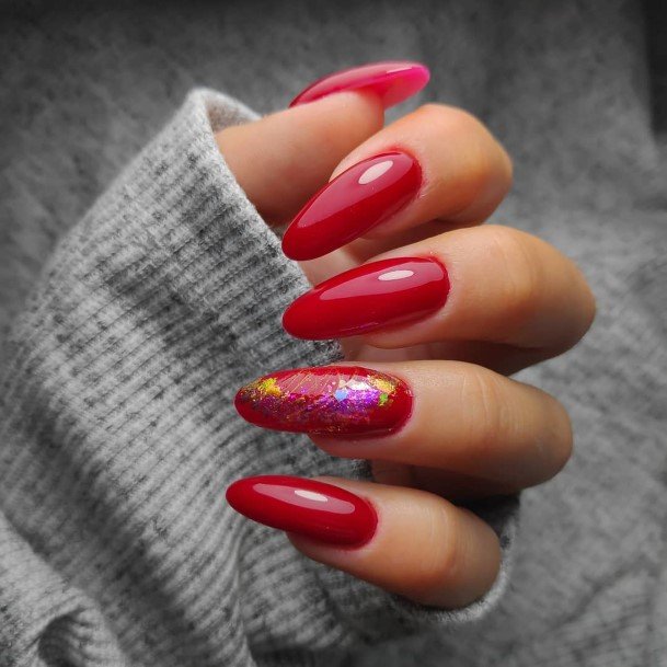 Luscious Designs Womens Red Glitter Nail Ideas