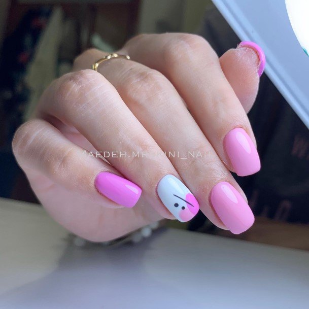 Luscious Designs Womens Short Pink And White Nail Ideas