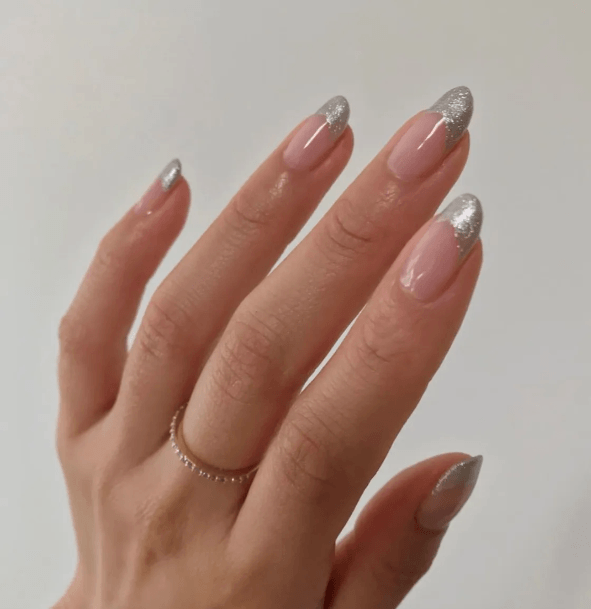 Luscious Designs Womens Silver French Tip Nail Ideas