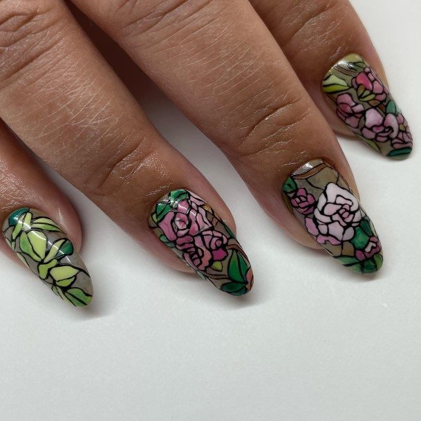 Luscious Designs Womens Stained Glass Nail Ideas
