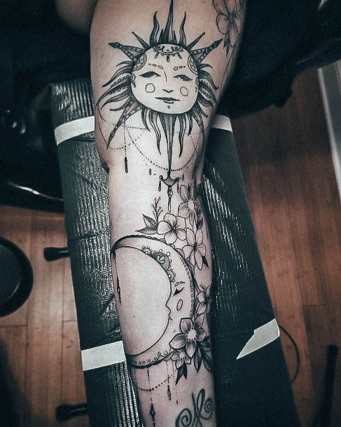 Luscious Designs Womens Sun And Moon Tattoo Ideas