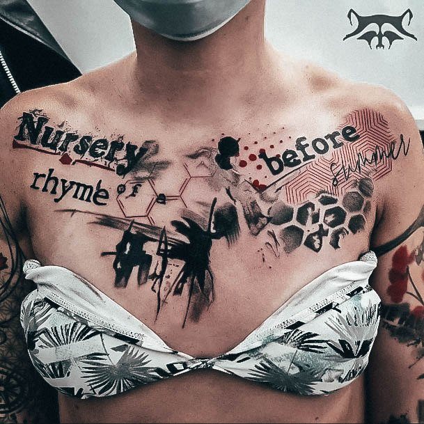 Luscious Designs Womens Trash Polka Tattoo Ideas Chest Words