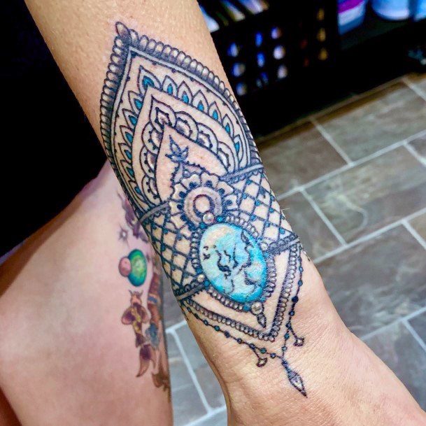 Top 100 Best Turquoise Tattoos For Women - Gemstone Color Ideas