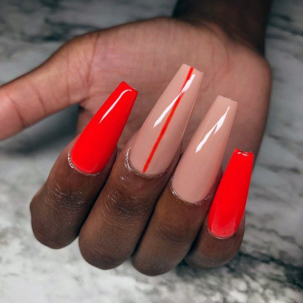 Luscious Orange Red Nails For Women