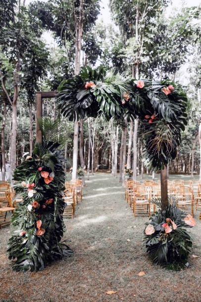 Lush Green Arch Path Hawaiian Wedding Flowers