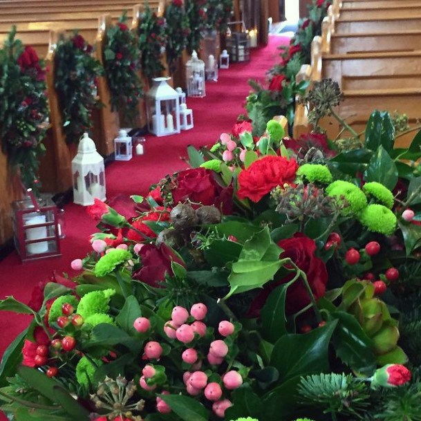 Lush Green Christmas Wedding Flowers